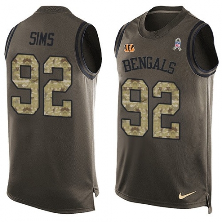 Men's Nike Cincinnati Bengals #92 Pat Sims Limited Green Salute to Service Tank Top NFL Jersey