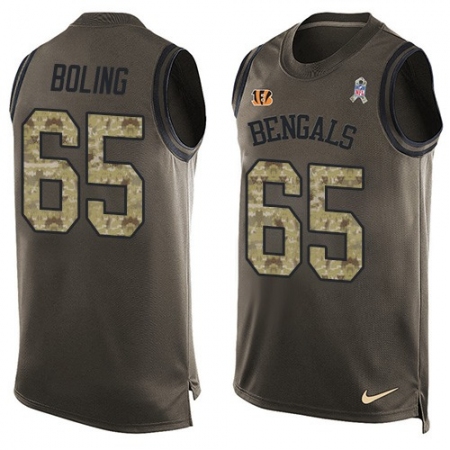 Men's Nike Cincinnati Bengals #65 Clint Boling Limited Green Salute to Service Tank Top NFL Jersey