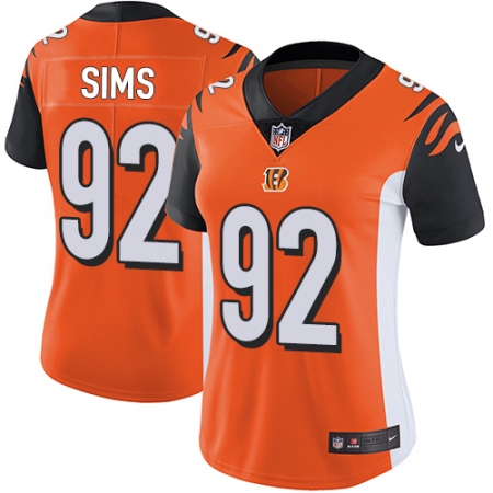 Women's Nike Cincinnati Bengals #92 Pat Sims Elite Orange Alternate NFL Jersey