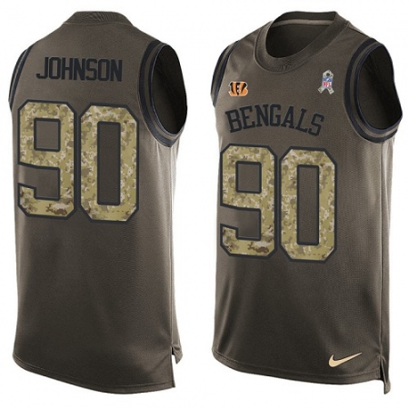 Men's Nike Cincinnati Bengals #90 Michael Johnson Limited Green Salute to Service Tank Top NFL Jersey