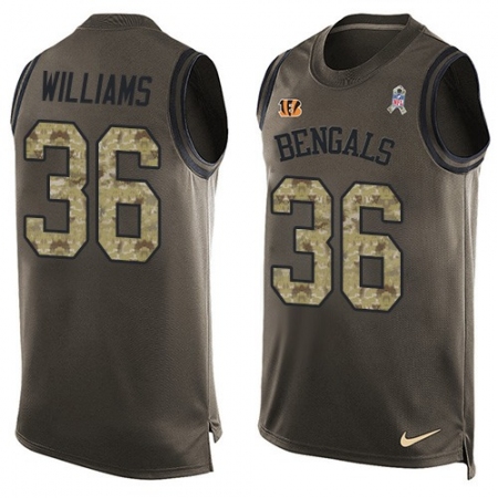 Men's Nike Cincinnati Bengals #36 Shawn Williams Limited Green Salute to Service Tank Top NFL Jersey
