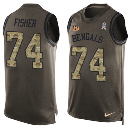 Men's Nike Cincinnati Bengals #74 Jake Fisher Limited Green Salute to Service Tank Top NFL Jersey