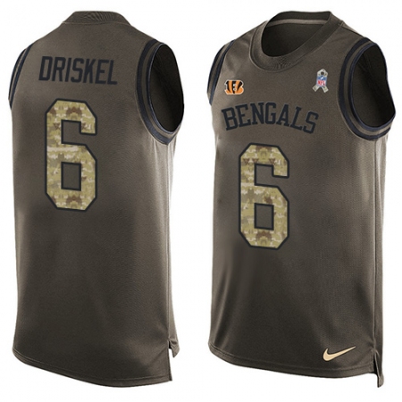 Men's Nike Cincinnati Bengals #6 Jeff Driskel Limited Green Salute to Service Tank Top NFL Jersey