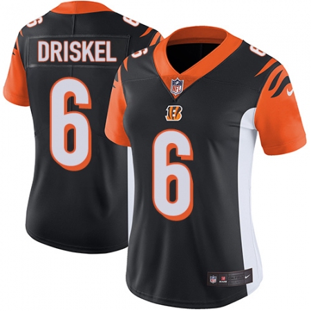 Women's Nike Cincinnati Bengals #6 Jeff Driskel Elite Black Team Color NFL Jersey
