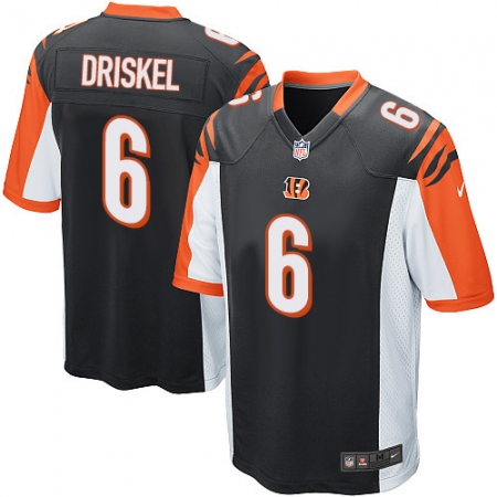 Men's Nike Cincinnati Bengals #6 Jeff Driskel Game Black Team Color NFL Jersey