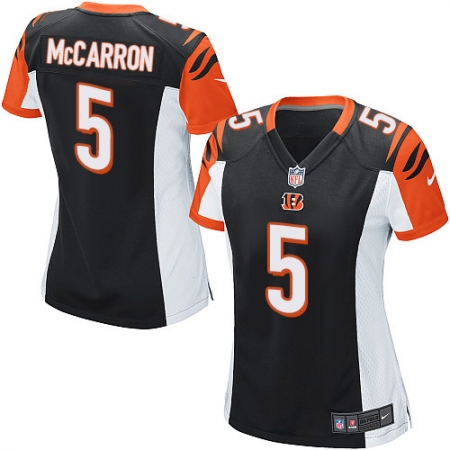 Women's Nike Cincinnati Bengals #5 AJ McCarron Game Black Team Color NFL Jersey