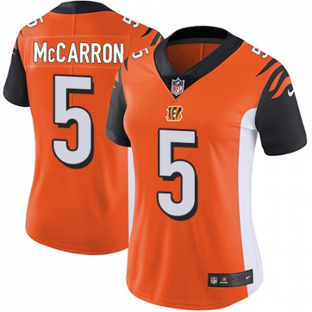 Women's Nike Cincinnati Bengals #5 AJ McCarron Elite Orange Alternate NFL Jersey