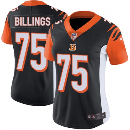 Women's Nike Cincinnati Bengals #75 Andrew Billings Elite Black Team Color NFL Jersey