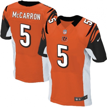 Men's Nike Cincinnati Bengals #5 AJ McCarron Elite Orange Alternate NFL Jersey