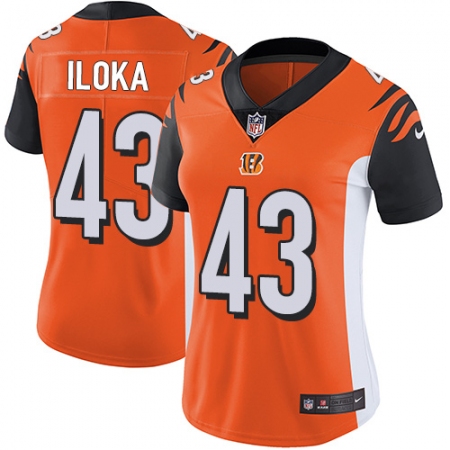 Women's Nike Cincinnati Bengals #43 George Iloka Elite Orange Alternate NFL Jersey