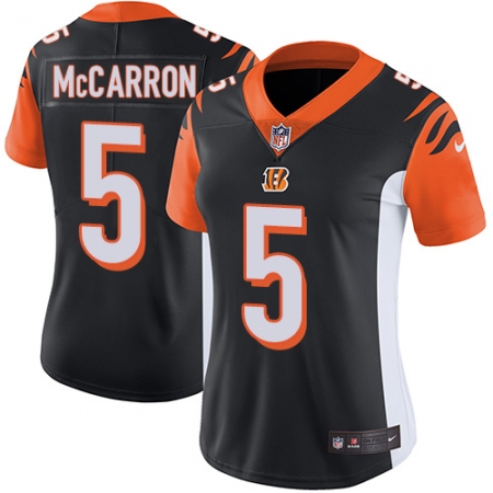 Women's Nike Cincinnati Bengals #5 AJ McCarron Vapor Untouchable Limited Black Team Color NFL Jersey