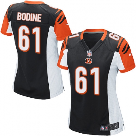 Women's Nike Cincinnati Bengals #61 Russell Bodine Game Black Team Color NFL Jersey