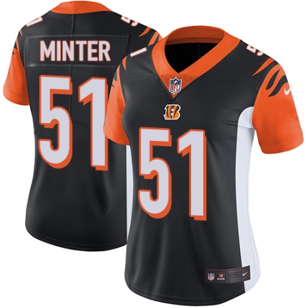 Women's Nike Cincinnati Bengals #51 Kevin Minter Elite Black Team Color NFL Jersey