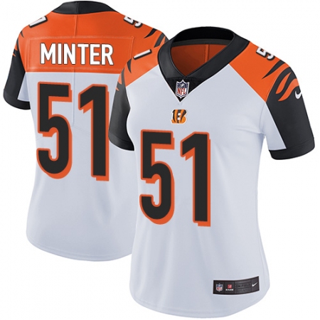 Women's Nike Cincinnati Bengals #51 Kevin Minter Vapor Untouchable Limited White NFL Jersey