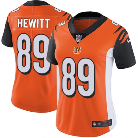 Women's Nike Cincinnati Bengals #89 Ryan Hewitt Vapor Untouchable Limited Orange Alternate NFL Jersey