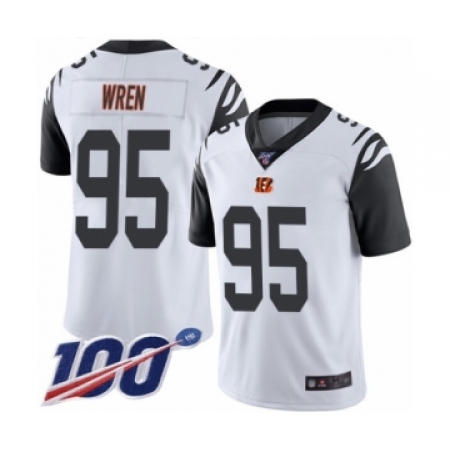 Men's Cincinnati Bengals #95 Renell Wren Limited White Rush Vapor Untouchable 100th Season Football Jersey