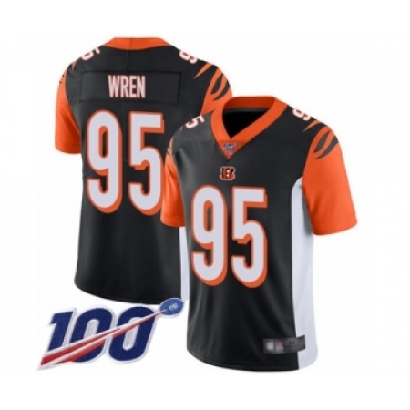 Men's Cincinnati Bengals #95 Renell Wren Black Team Color Vapor Untouchable Limited Player 100th Season Football Jersey