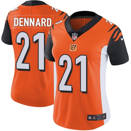 Women's Nike Cincinnati Bengals #21 Darqueze Dennard Vapor Untouchable Limited Orange Alternate NFL Jersey