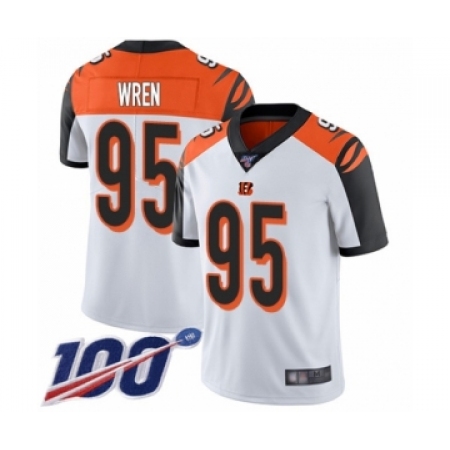 Men's Cincinnati Bengals #95 Renell Wren White Vapor Untouchable Limited Player 100th Season Football Jersey