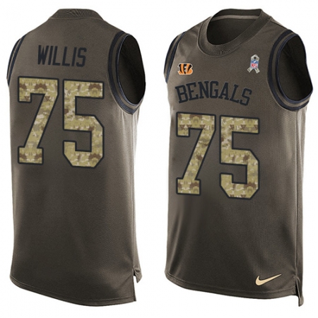 Men's Nike Cincinnati Bengals #75 Jordan Willis Limited Green Salute to Service Tank Top NFL Jersey