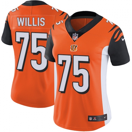 Women's Nike Cincinnati Bengals #75 Jordan Willis Orange Alternate Vapor Untouchable Limited Player NFL Jersey