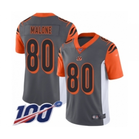 Men's Cincinnati Bengals #80 Josh Malone Limited Silver Inverted Legend 100th Season Football Jersey