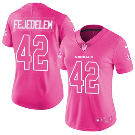 Women's Nike Cincinnati Bengals #42 Clayton Fejedelem Limited Pink Rush Fashion NFL Jersey