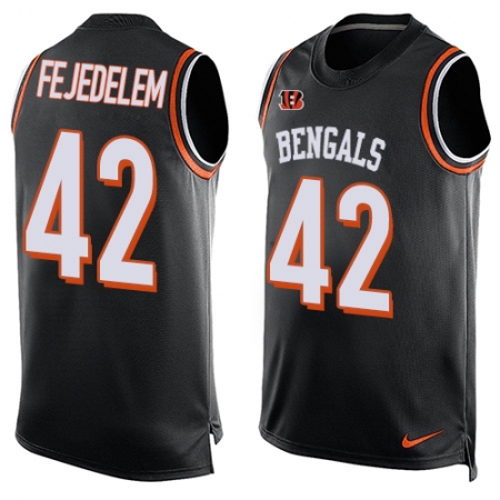 Men's Nike Cincinnati Bengals #42 Clayton Fejedelem Limited Black Player Name & Number Tank Top NFL Jersey