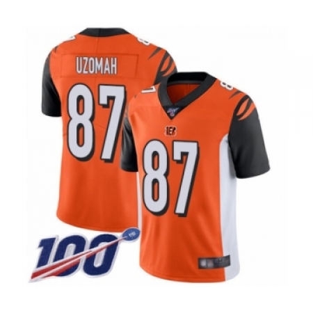 Men's Cincinnati Bengals #87 C.J. Uzomah Orange Alternate Vapor Untouchable Limited Player 100th Season Football Jersey