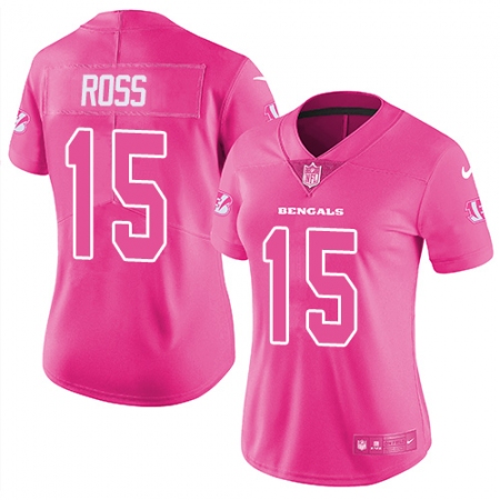 Women's Nike Cincinnati Bengals #15 John Ross Limited Pink Rush Fashion NFL Jersey