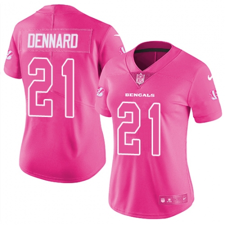 Women's Nike Cincinnati Bengals #21 Darqueze Dennard Limited Pink Rush Fashion NFL Jersey