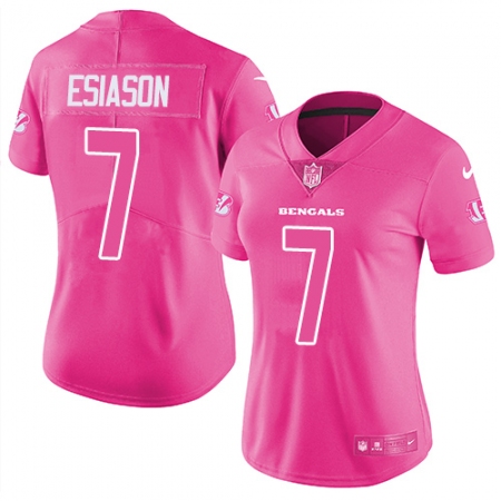 Women's Nike Cincinnati Bengals #7 Boomer Esiason Limited Pink Rush Fashion NFL Jersey