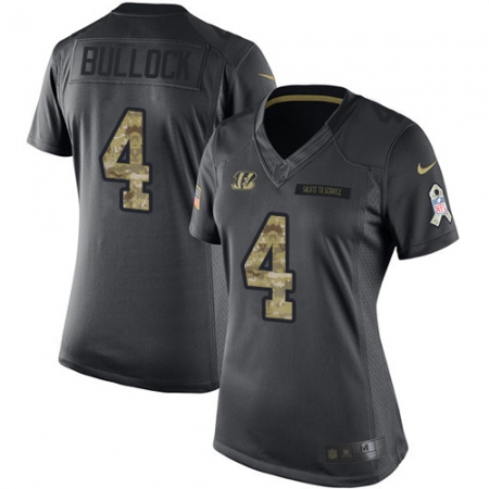 Women's Nike Cincinnati Bengals #4 Randy Bullock Limited Black 2016 Salute to Service NFL Jersey