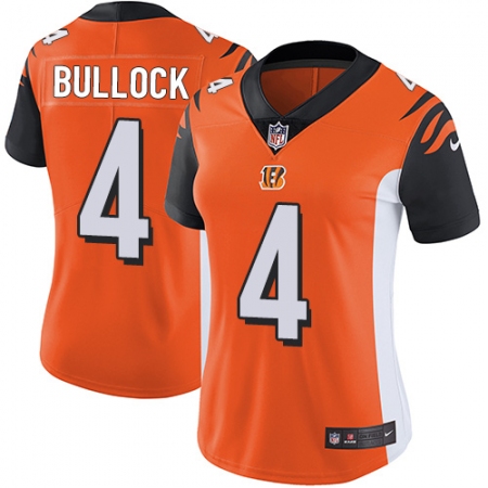 Women's Nike Cincinnati Bengals #4 Randy Bullock Elite Orange Alternate NFL Jersey