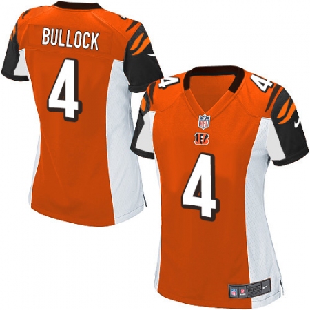 Women's Nike Cincinnati Bengals #4 Randy Bullock Game Orange Alternate NFL Jersey