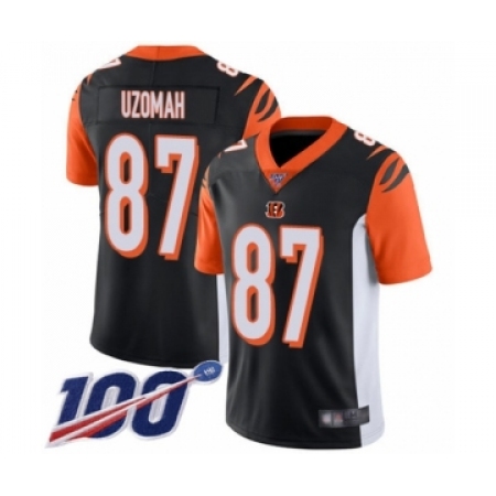 Men's Cincinnati Bengals #87 C.J. Uzomah Black Team Color Vapor Untouchable Limited Player 100th Season Football Jersey