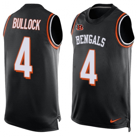 Men's Nike Cincinnati Bengals #4 Randy Bullock Limited Black Player Name & Number Tank Top NFL Jersey