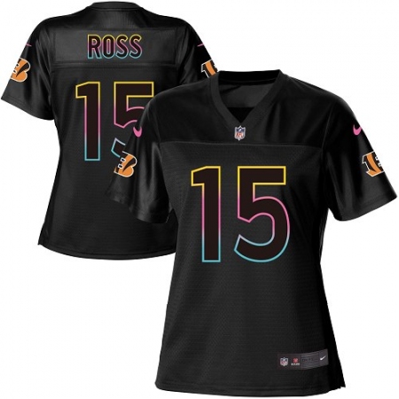 Women's Nike Cincinnati Bengals #15 John Ross Game Black Fashion NFL Jersey