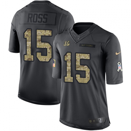 Men's Nike Cincinnati Bengals #15 John Ross Limited Black 2016 Salute to Service NFL Jersey