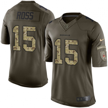 Men's Nike Cincinnati Bengals #15 John Ross Elite Green Salute to Service NFL Jersey