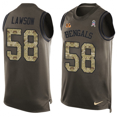 Men's Nike Cincinnati Bengals #58 Carl Lawson Limited Green Salute to Service Tank Top NFL Jersey