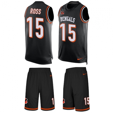 Men's Nike Cincinnati Bengals #15 John Ross Limited Black Tank Top Suit NFL Jersey