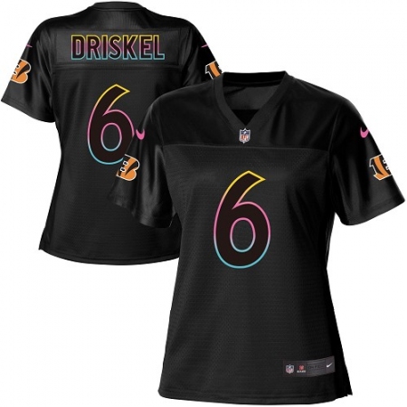 Women's Nike Cincinnati Bengals #6 Jeff Driskel Game Black Fashion NFL Jersey