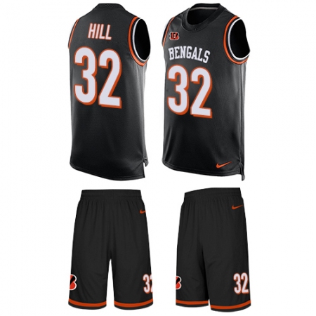 Men's Nike Cincinnati Bengals #32 Jeremy Hill Limited Black Tank Top Suit NFL Jersey