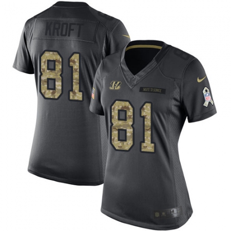 Women's Nike Cincinnati Bengals #81 Tyler Kroft Limited Black 2016 Salute to Service NFL Jersey