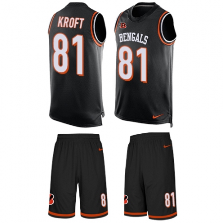 Men's Nike Cincinnati Bengals #81 Tyler Kroft Limited Black Tank Top Suit NFL Jersey
