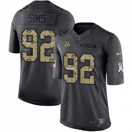 Youth Nike Cincinnati Bengals #92 Pat Sims Limited Black 2016 Salute to Service NFL Jersey