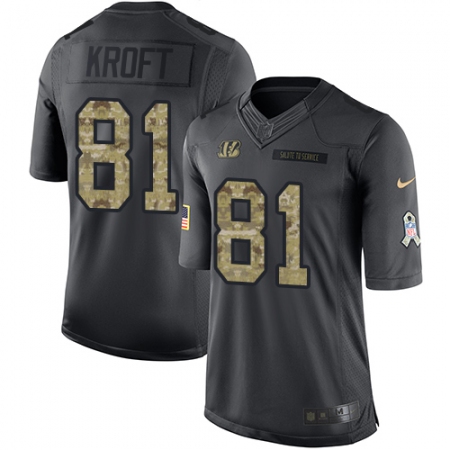 Men's Nike Cincinnati Bengals #81 Tyler Kroft Limited Black 2016 Salute to Service NFL Jersey