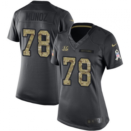 Women's Nike Cincinnati Bengals #78 Anthony Munoz Limited Black 2016 Salute to Service NFL Jersey