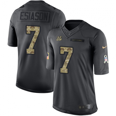 Men's Nike Cincinnati Bengals #7 Boomer Esiason Limited Black 2016 Salute to Service NFL Jersey